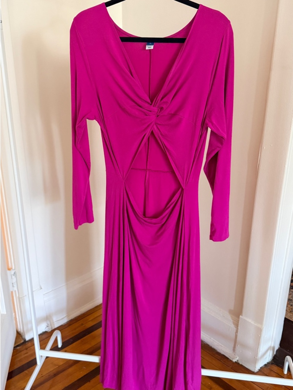 Old Navy Fuchsia Long Sleeve Twist-Front Maxi Dress